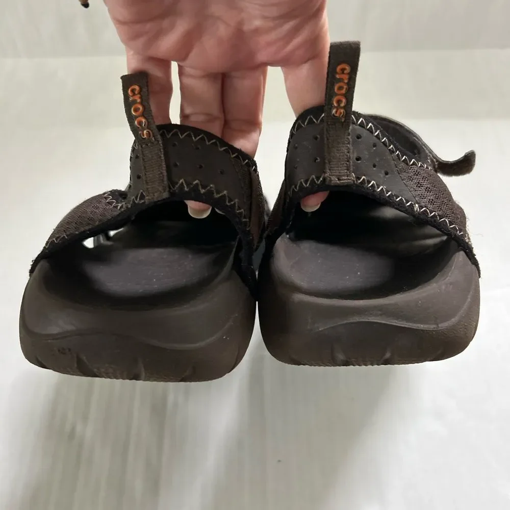 Crocs Swiftwater Mesh Deck mens Brown Casual Outdoor Sandals Size 13